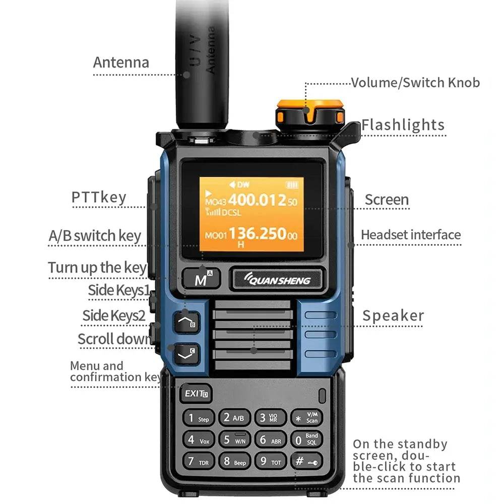 Radio Émetteur Récepteur VHF/UHF longue portée Quansheng UV-K6 - Unviers Talkie