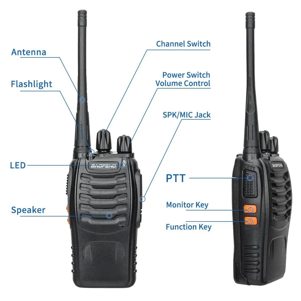 Pack de 4 Talkies Walkies longue portée Baofeng BF-888S V2 - Unviers Talkie