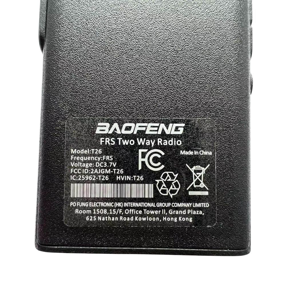 Etiquette Talkie Walkie Baofeng T26 - Univers Talkie