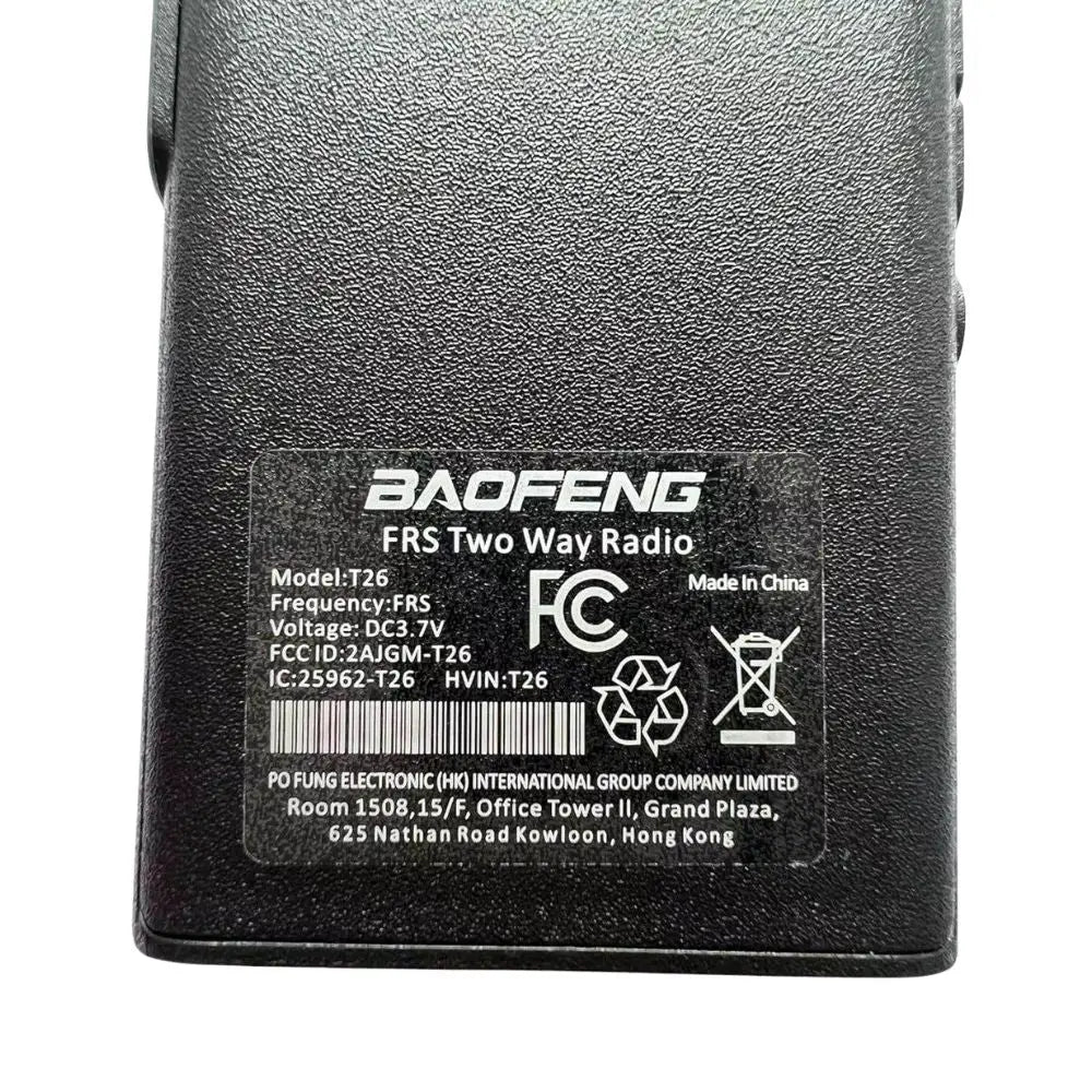 Etiquette Talkie Walkie Baofeng T26 - Univers Talkie