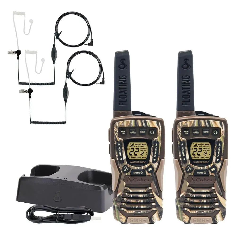 Pack de 2 Talkies Walkies Cobra ACXT1035R Camouflage clair avec oreillettes - Univers Talkie