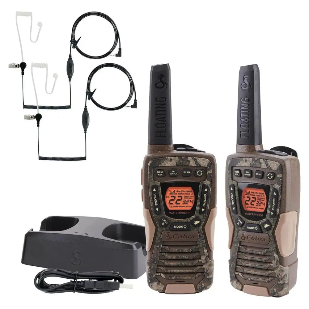 Pack de 2 Talkies Walkies Cobra ACXT1035R Camouflage foncé avec oreillettes - Univers Talkie