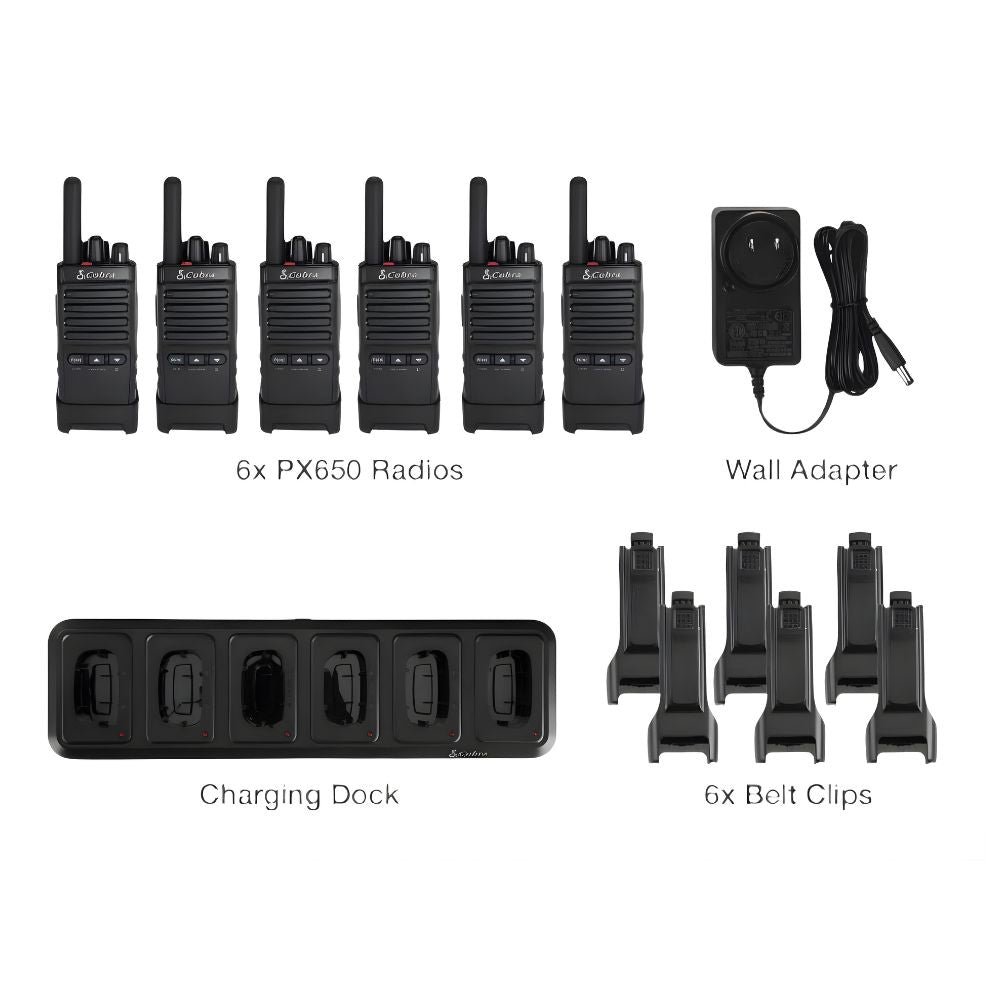 Pack de 6 Talkies Walkies PMR446 Cobra PX650 - Univers Talkie™