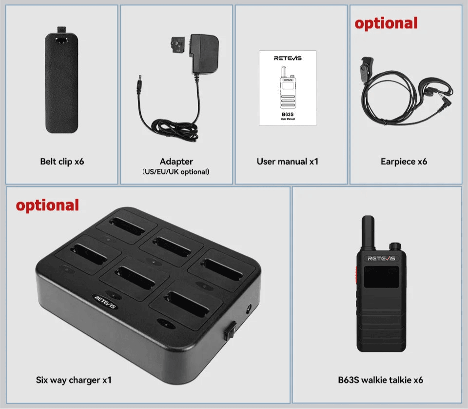 Kit de 6 Talkies Walkies Retevis rechargeables - Unviers Talkie