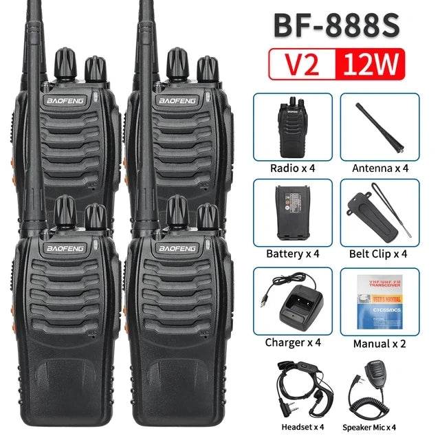 Pack de 4 Talkies Walkies longue portée Baofeng BF-888S V2 - Unviers Talkie